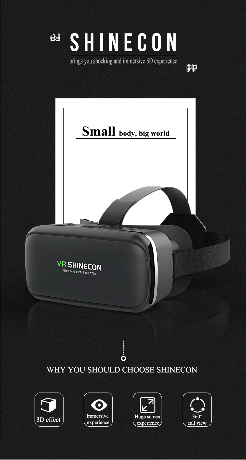 2022 New Product Virtual Reality Shinecon Video Glasses Headset 3D Vr Glasses Case Box for Google Cardboard Smart